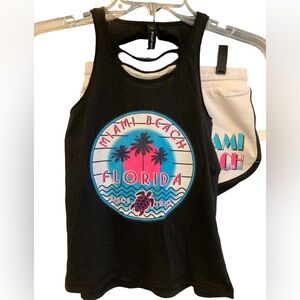 Miami Beach Florida Tank Top and Short Set - Black White Pink Blue Classic
